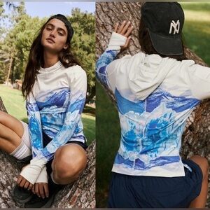 FP Movement by Free People Blue and White Long Sleeve Tee